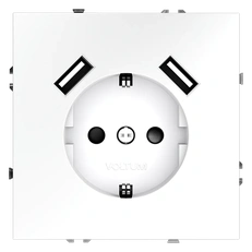 Изображение Розетка встраиваемая VOLTUM S70 с заземлением и защитными шторками 16А с USB A+A (белый матовый)